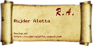 Rujder Aletta névjegykártya